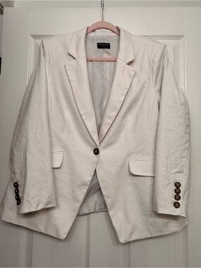 Lane Bryant Ivory Linen Blend One Button Blazer- Size 16P